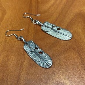 Silver Feather Dangle Earrings